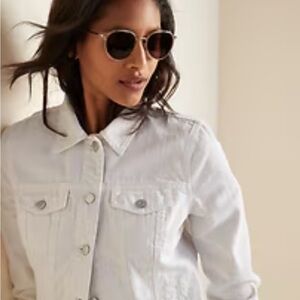 Old Navy White Denim Jean Button Up Jacket Small